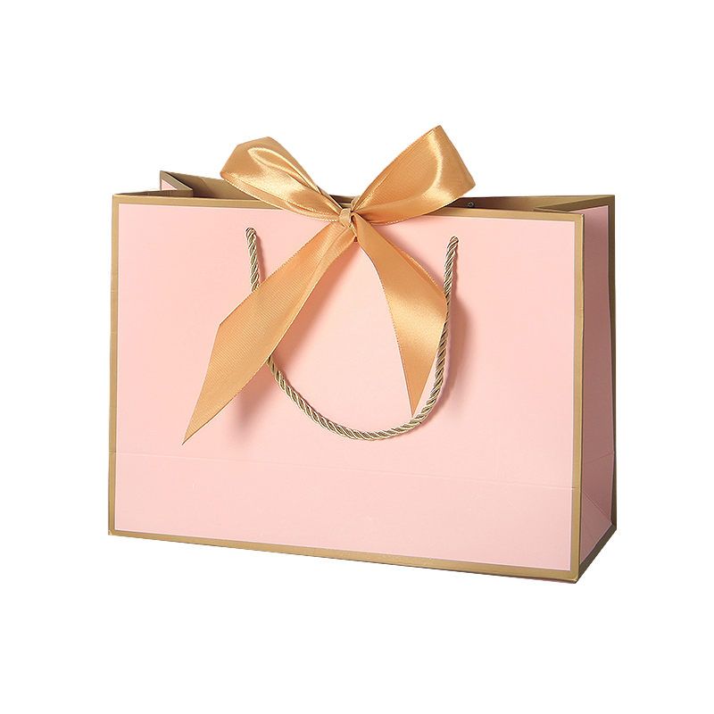 Compras de cosméticos personalizados para o Natal, jóias, lembranças, embalagem de papel kraft com alça de carton, bolsa de compras de tecido, pequena embalagem de presente com fita, bolsa de envio fechada para roupas