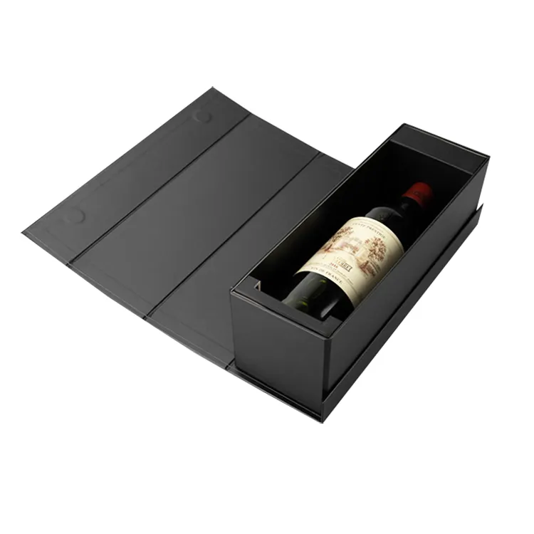 Caixa de presente de vinho em papelão magnético de luxo vermelho personalizado