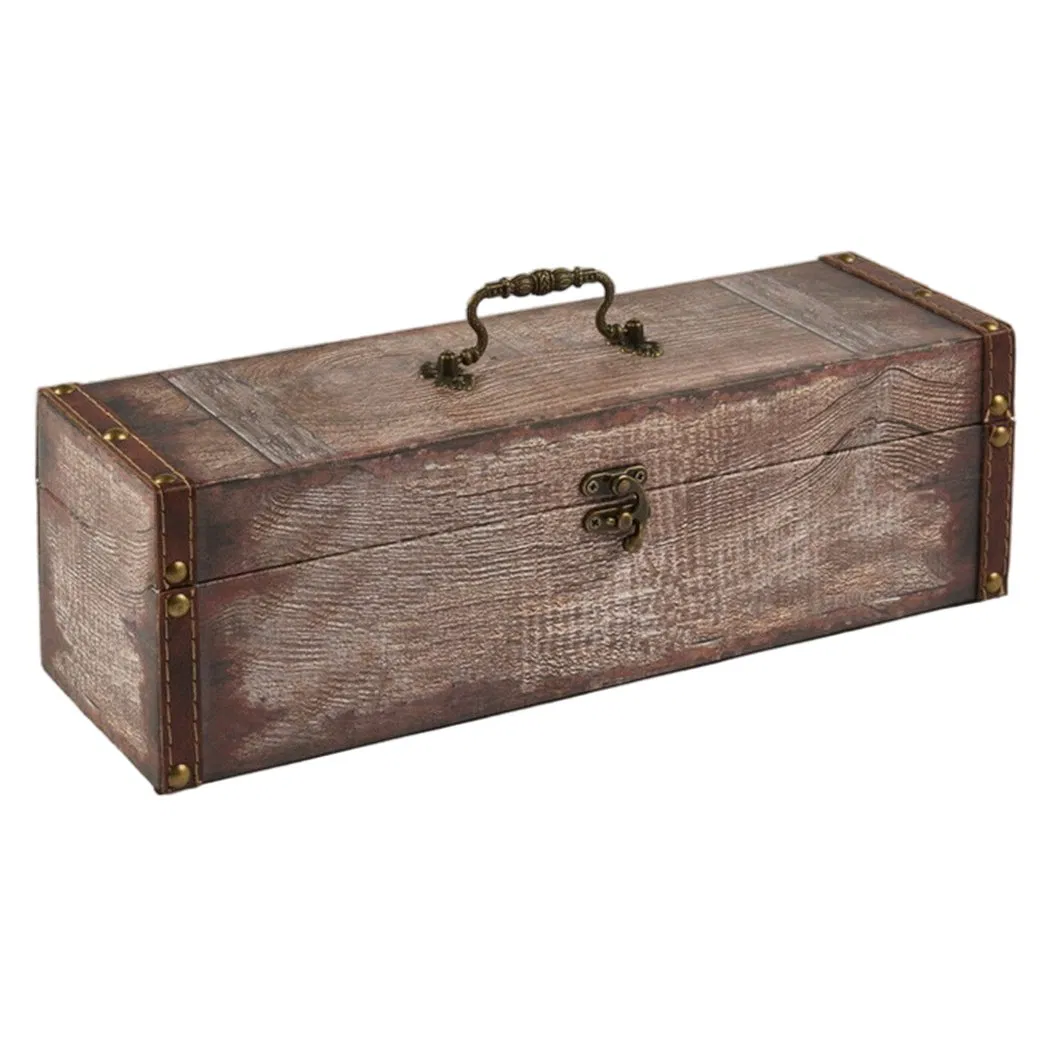 Caixa de Vinho Decorativa, Estojo de Madeira para Armazenamento de Uma Garrafa, Caixa de Presente para Embalagem de Presentes 11X11X36cm Sj17603