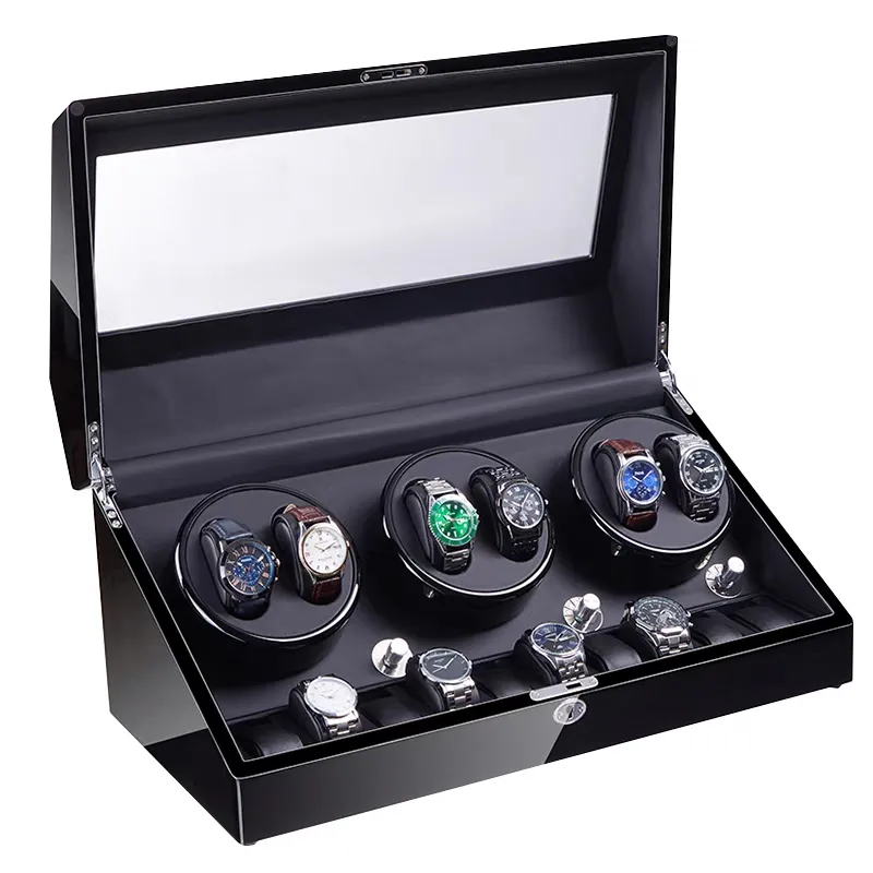 Caixa de Armazenamento de Relógio de Madeira Branca de Luxo Personalizada com Vidro para Atacado 3/6/12/24 Caixa de Presente para Relógio com Almofada