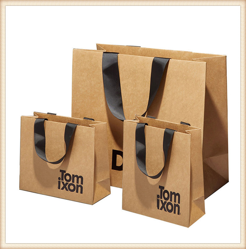 Preço de Fábrica Logo Personalizado Reutilizável Luxuoso Impressão Sacola de Compras em Papel Kraft para Embalagem de Presentes