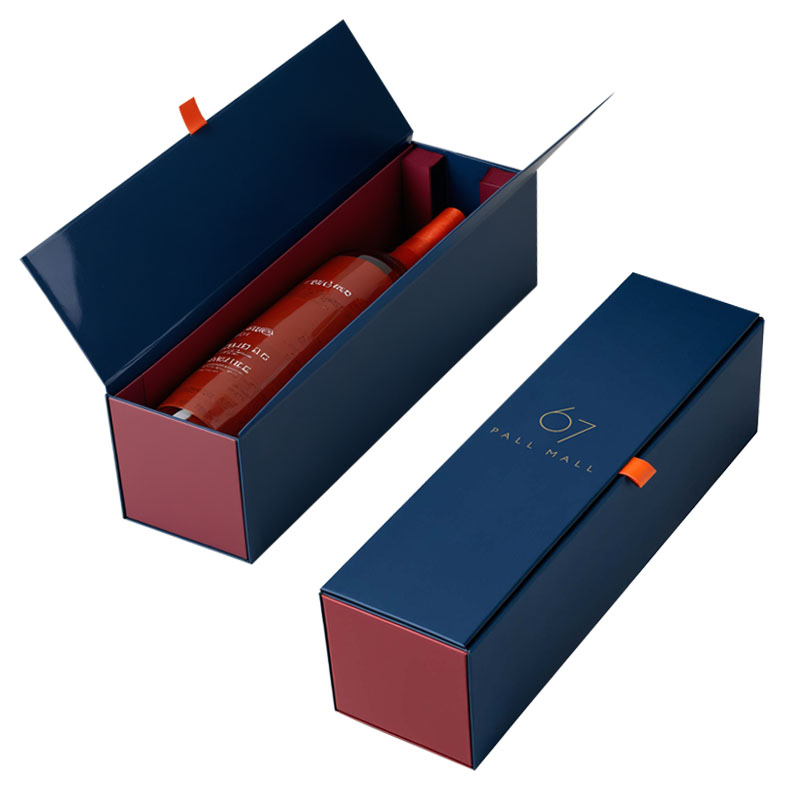 Caixa de presente de vinho em papelão magnético de luxo vermelho personalizado