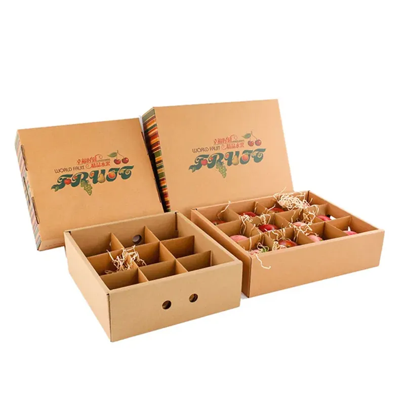 Caixas de papelão corrugado personalizadas de luxo para uva, manga, cereja, maçã e laranja