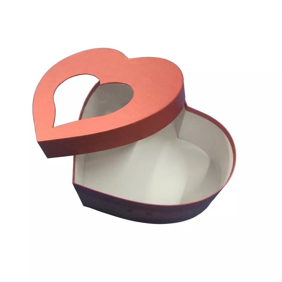 Novo Produto Dia dos Namorados 3D Nozes Grãos Embalagem Presente Caixa de Flor Cartão Base e Tampa Rosa Caixa de Flor Forma de Coração
