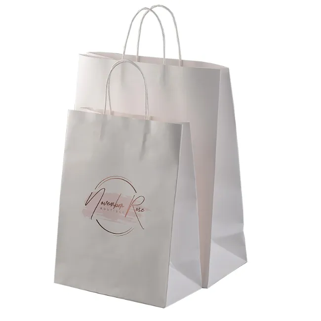Embalagem de Roupas de Luxo Personalizada para Compras, Sacola de Papel para Presentes com Seu Próprio Logo