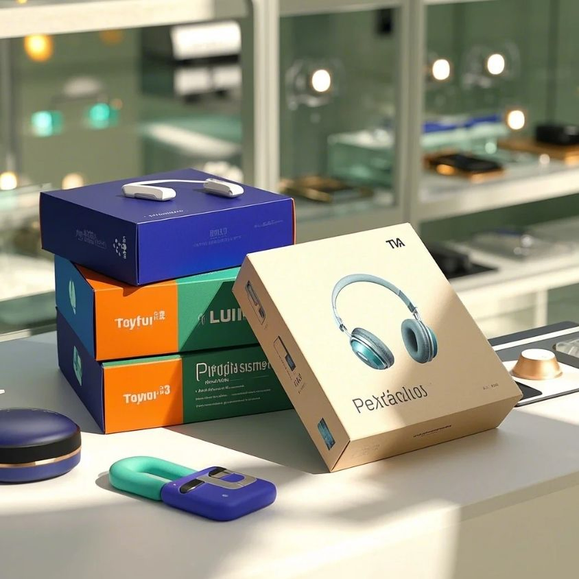 Caixa de presente biodegradável pequena com tampa e base em papel preto