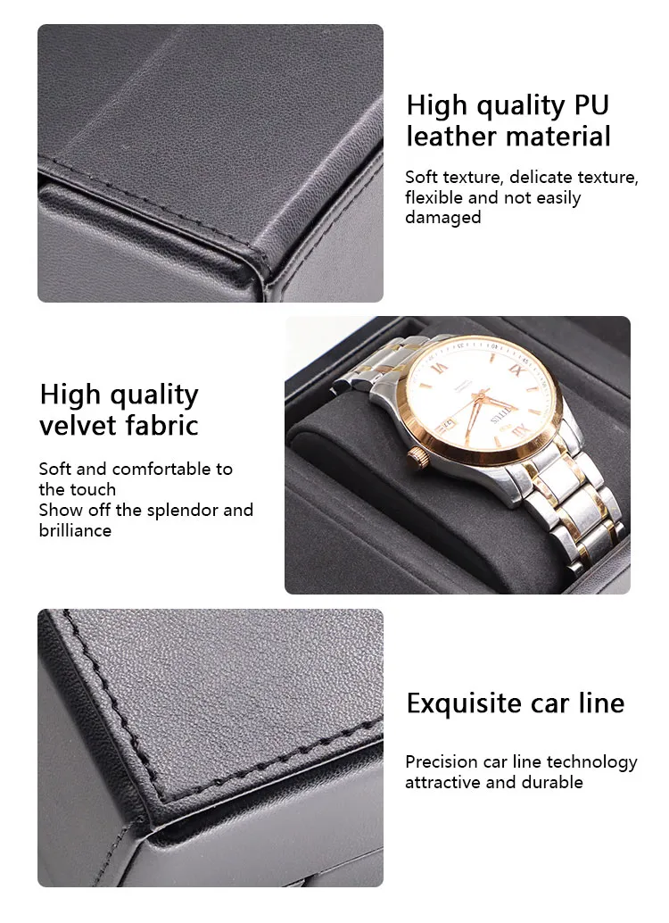 Caixa de Armazenamento de Luxo com Logo Personalizado para Relógios em Couro PU