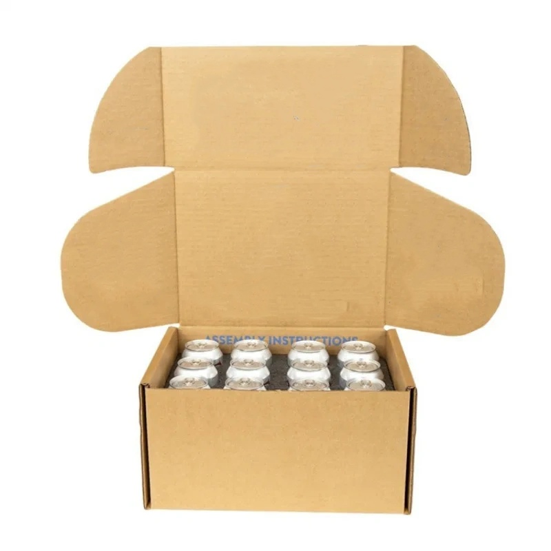 Caixa de presente dobrável de papelão corrugado impressa sob medida para vinho tinto, bebidas espirituosas, cerveja, bebidas, copos, garrafas, embalagem de envio, caixas de embalagem