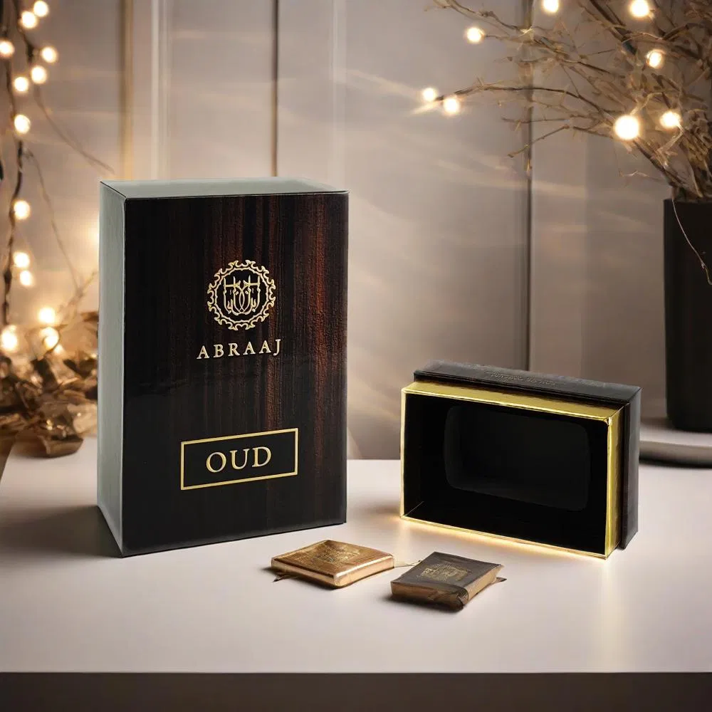 Fornecedor de Caixa de Presente de Papel para Perfume de Luxo Preto Personalizado com Base e Tampa Estilo