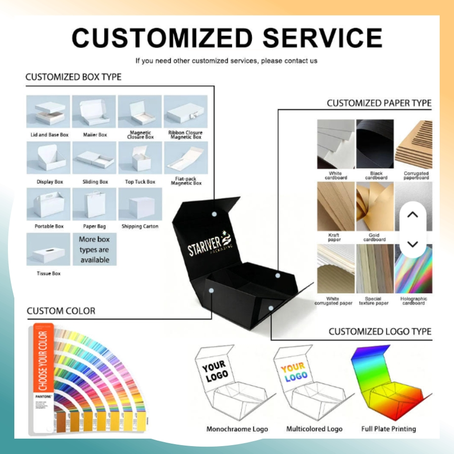 Caixa de embalagem de papelão dobrável personalizada para transporte, com fechamento magnético, adequada para presentes de negócios em feriados e embalagens de produtos de cuidados com a pele
