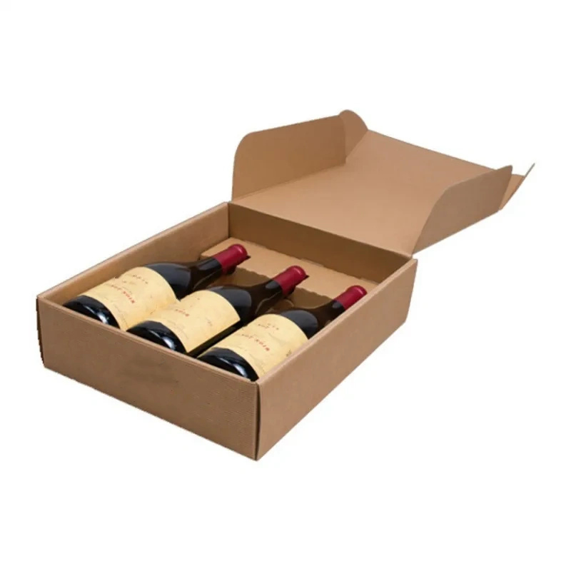 Caixa de presente dobrável de papelão corrugado impressa sob medida para vinho tinto, bebidas espirituosas, cerveja, bebidas, copos, garrafas, embalagem de envio, caixas de embalagem