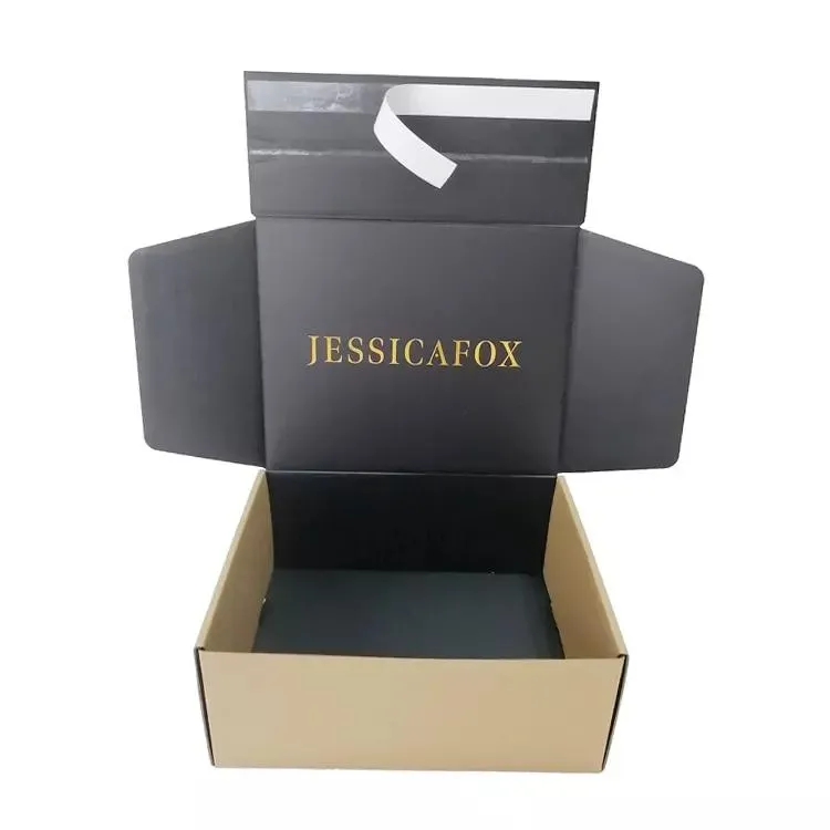 Caixa de Envio Kraft Tuck Top Gratuita para Embalagem de Roupas Caixa de Papelão Corrugado para Envio Postal Caixa de Envio com Zíper Fita Adesiva Fita de Rasgar