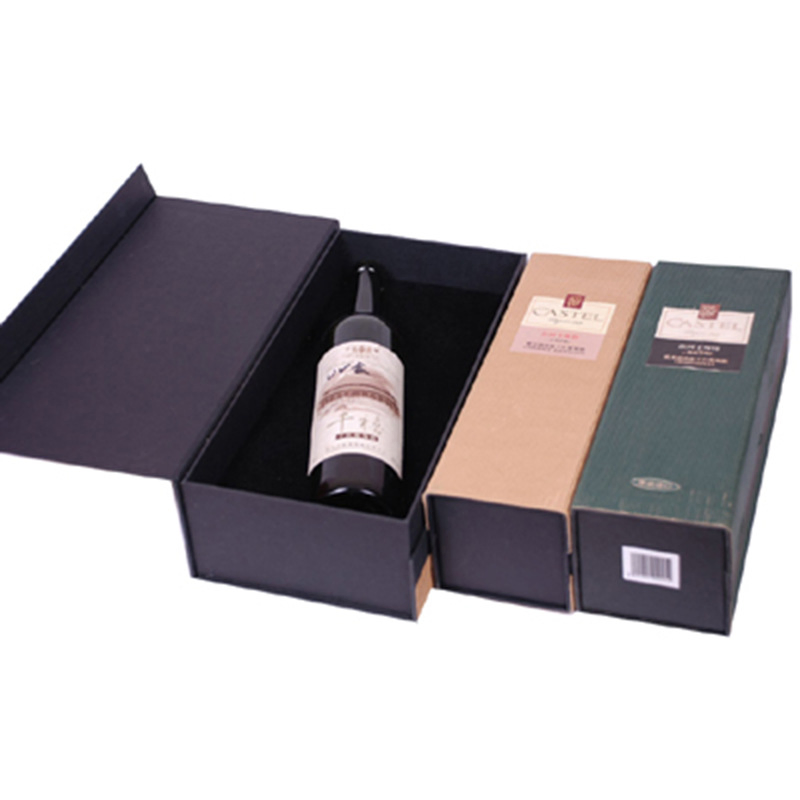 Caixas de vinho de papelão rígido feitas à mão personalizadas, embalagem de presente para uma garrafa de vinho e um copo de champanhe de luxo