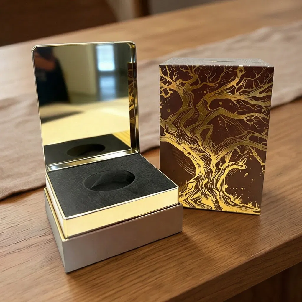 Caixa de presente de perfume personalizada e elegante com cartão de exibição