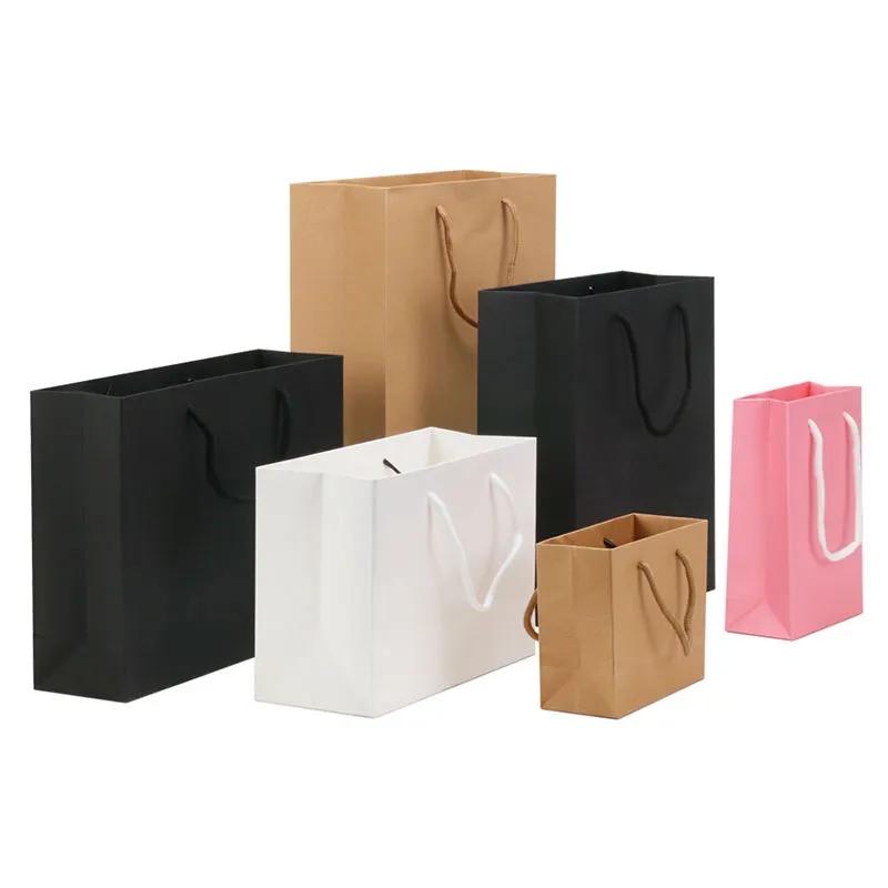 Sacolas de papel personalizadas para compras reutilizáveis com logotipo, embalagem de roupas, com alça