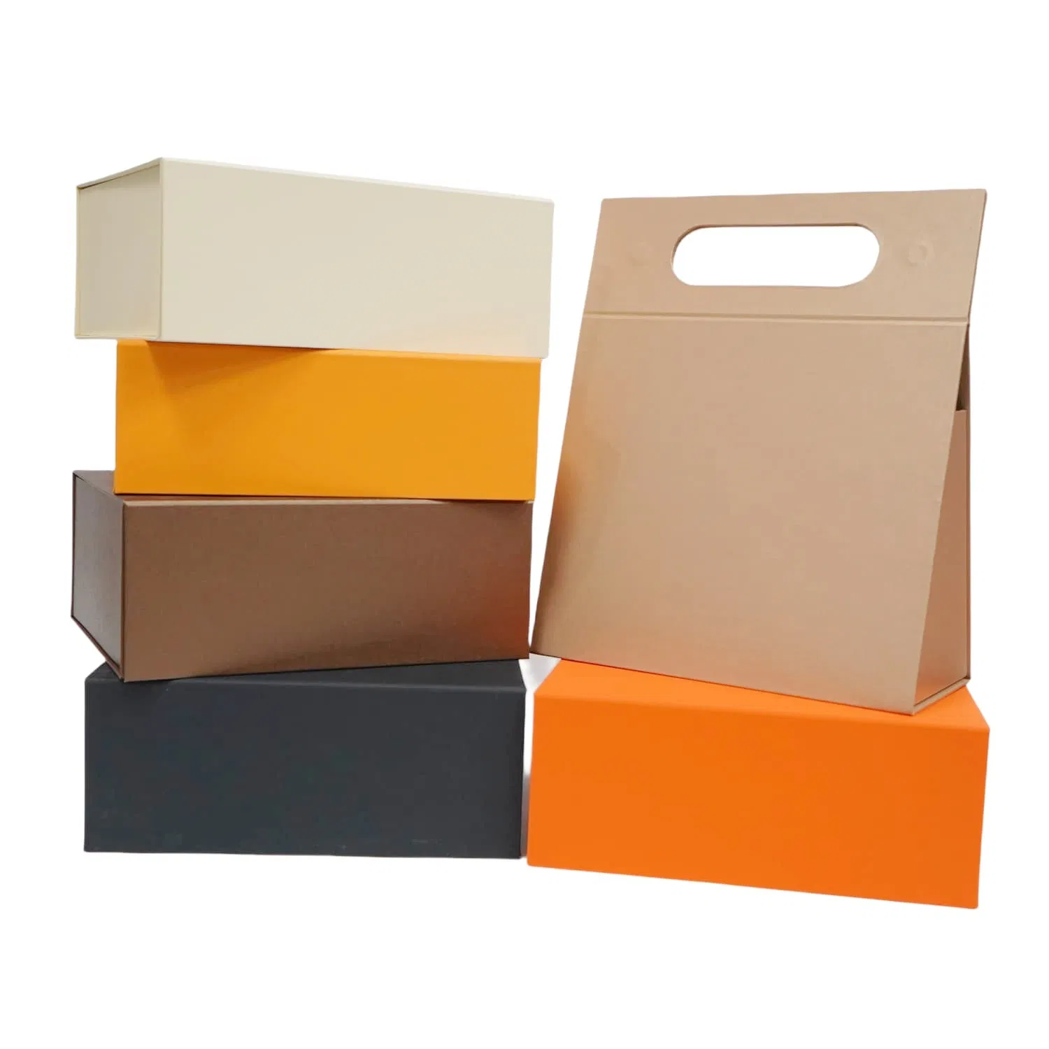 Caixas de presente dobráveis de papelão rígido de tamanho personalizado com acabamento em UV localizado e bolsas combinando