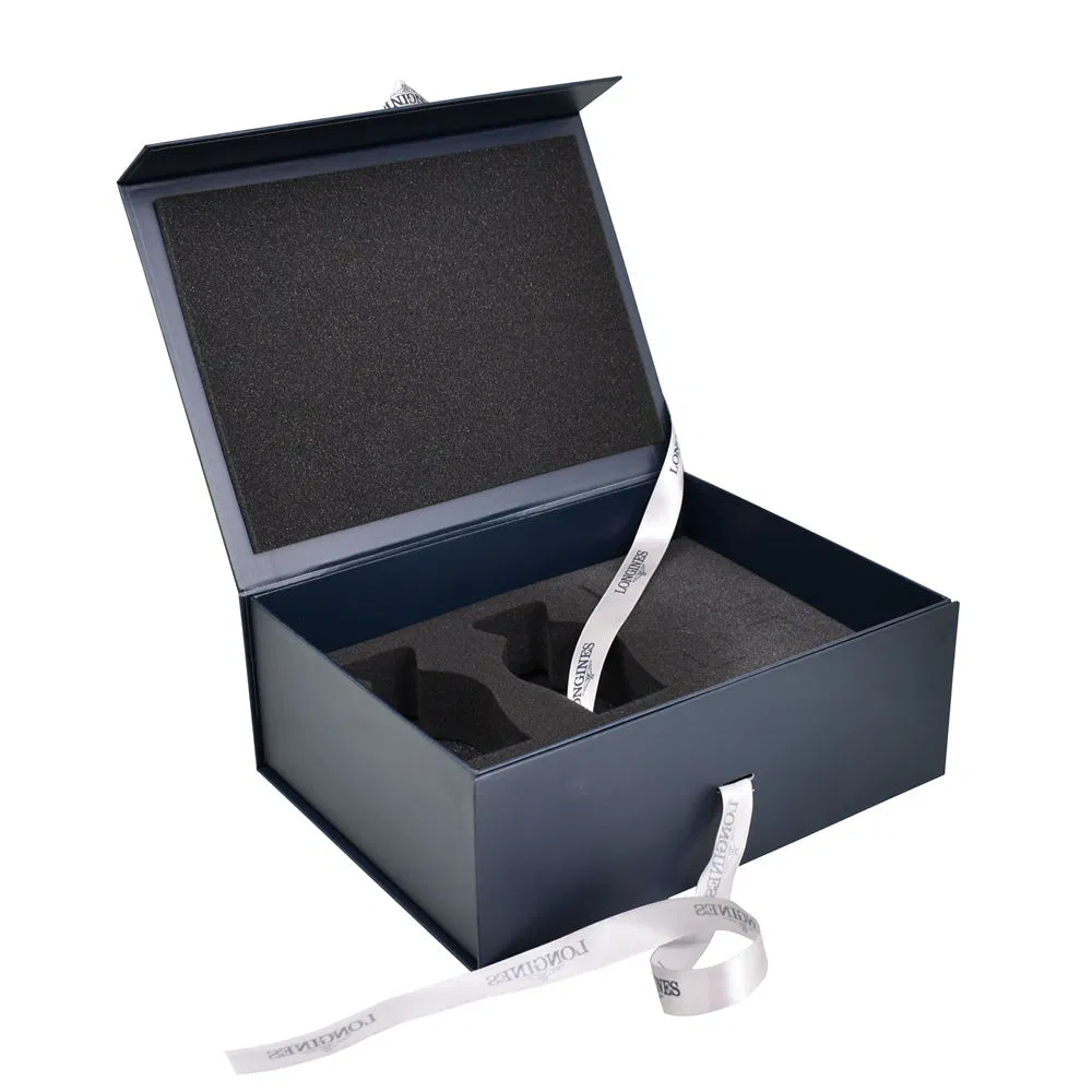 Embalagem de Garrafa de Vinho Personalizada de Luxo em Papelão Rígido Premium Azul para Ecommerce Caixas de Presente Magnéticas