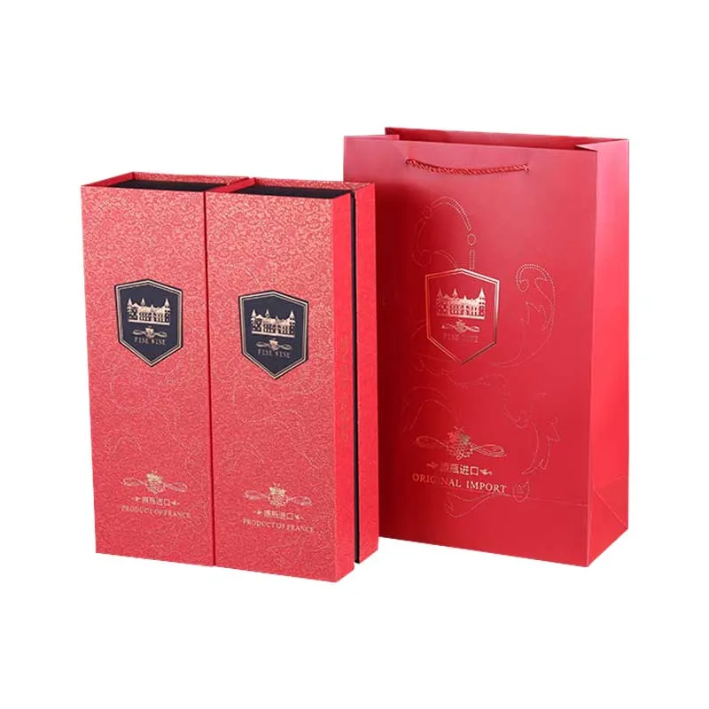 Caixa de presente de vinho dobrável magnética de papelão de luxo para uma única garrafa de vinho