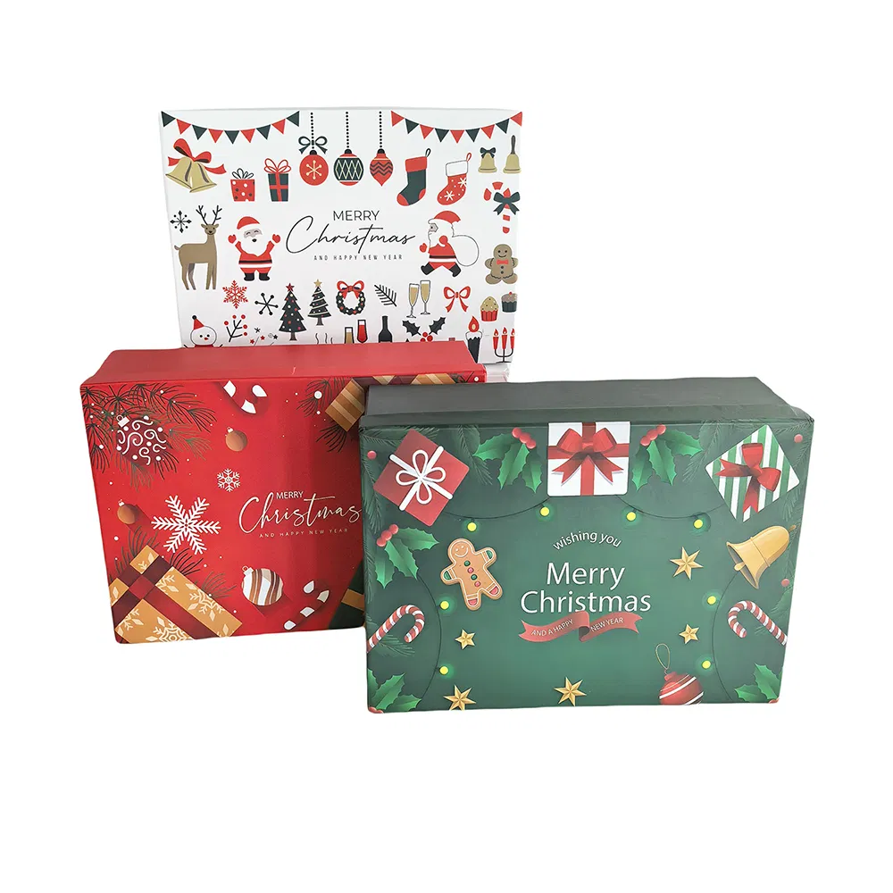 Caixa de presente de Natal em duas peças com tampa e base