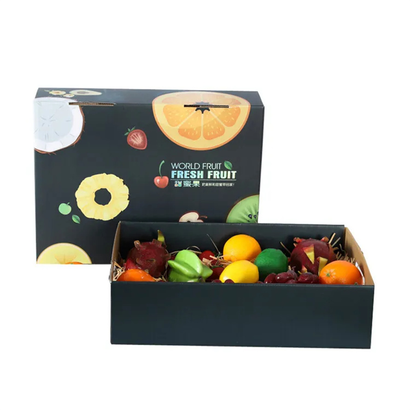 Caixas de papelão corrugado personalizadas de luxo para uva, manga, cereja, maçã e laranja, caixas dobráveis para embalagem de frutas e vegetais para envio e armazenamento