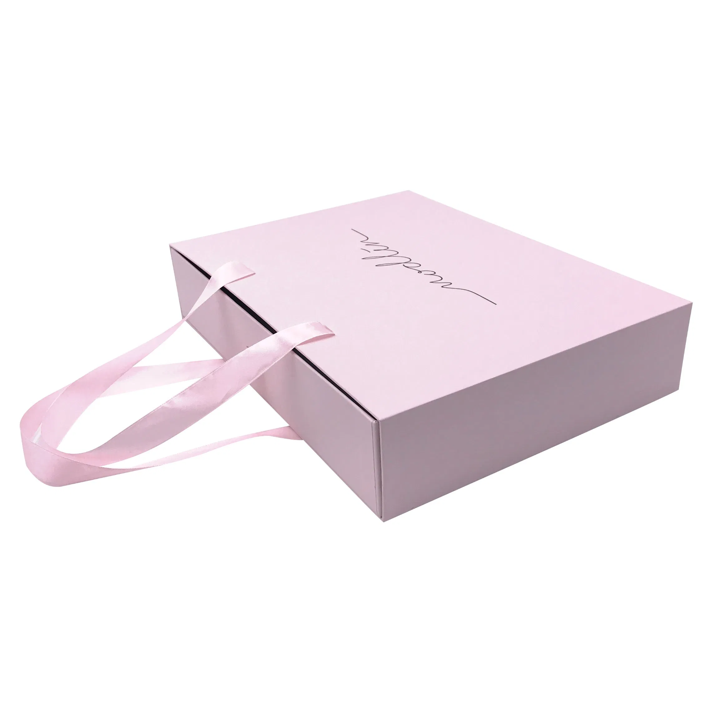 Caixas de presente de cosméticos de luxo rosa por atacado, caixa de embalagem de perfume com gaveta e alça