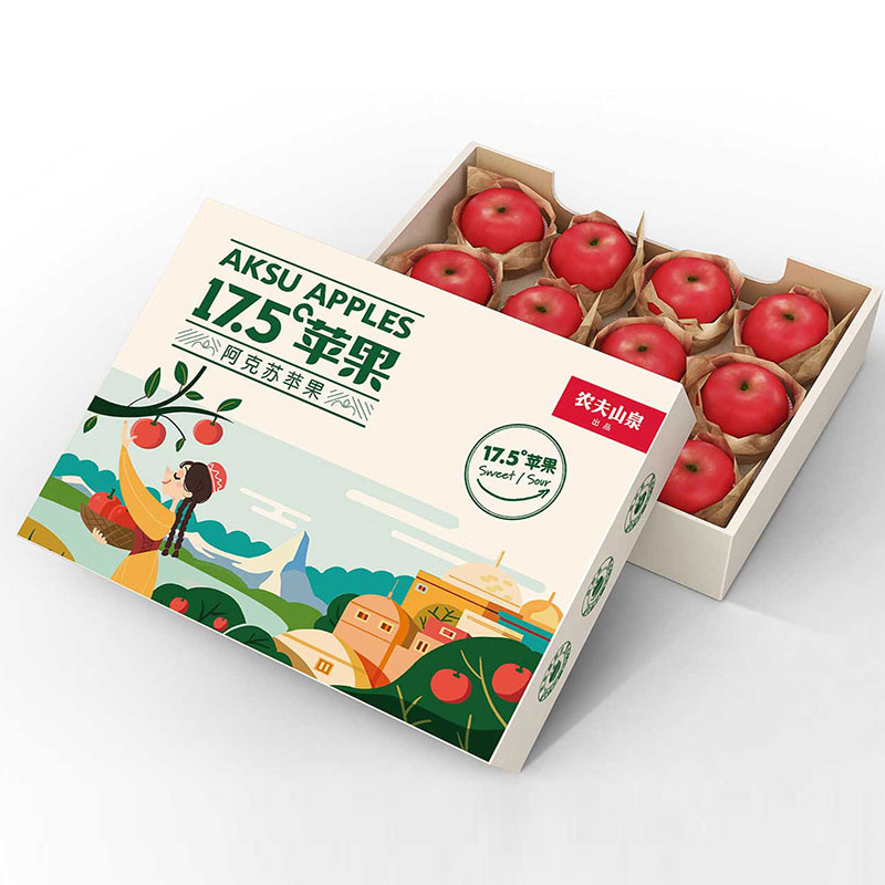 Caixas de papelão corrugado personalizadas de luxo para uva, manga, cereja, maçã e laranja, caixas dobráveis para embalagem de frutas e vegetais para envio e armazenamento