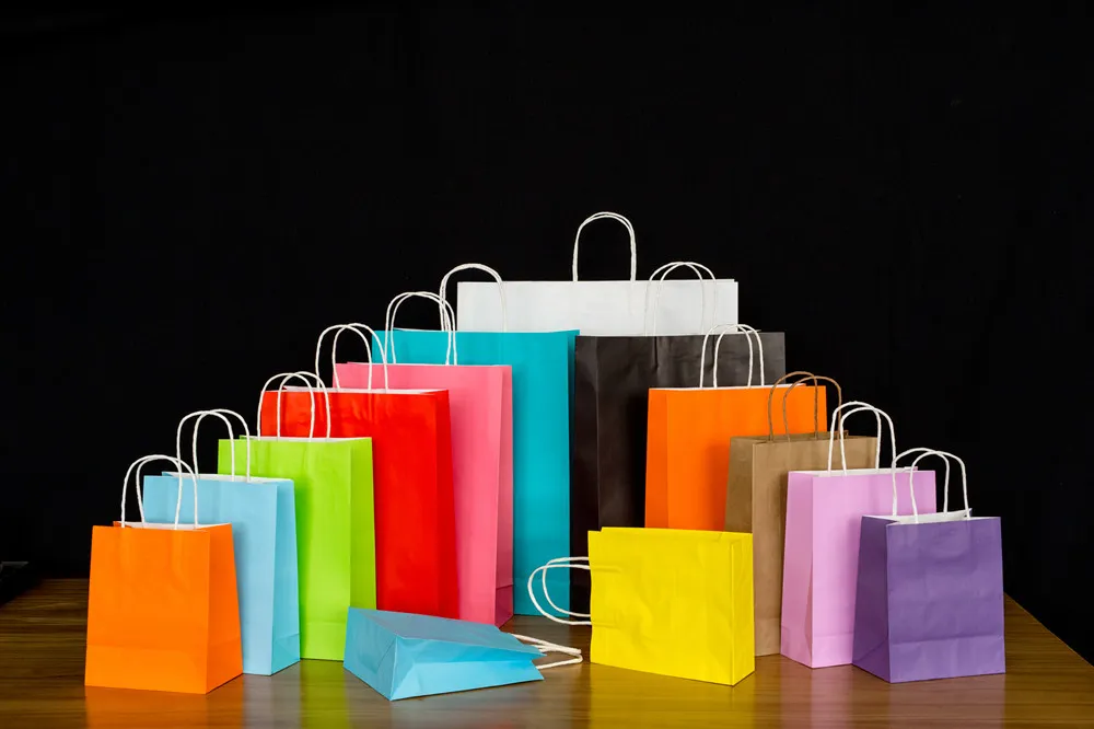 Bolsas de papel kraft de luxo personalizadas para compras