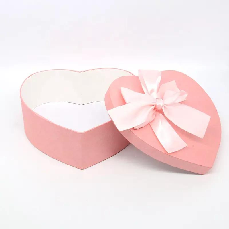 Novo Produto Dia dos Namorados 3D Nozes Grãos Embalagem Presente Caixa de Flor Cartão Base e Tampa Rosa Caixa de Flor Forma de Coração