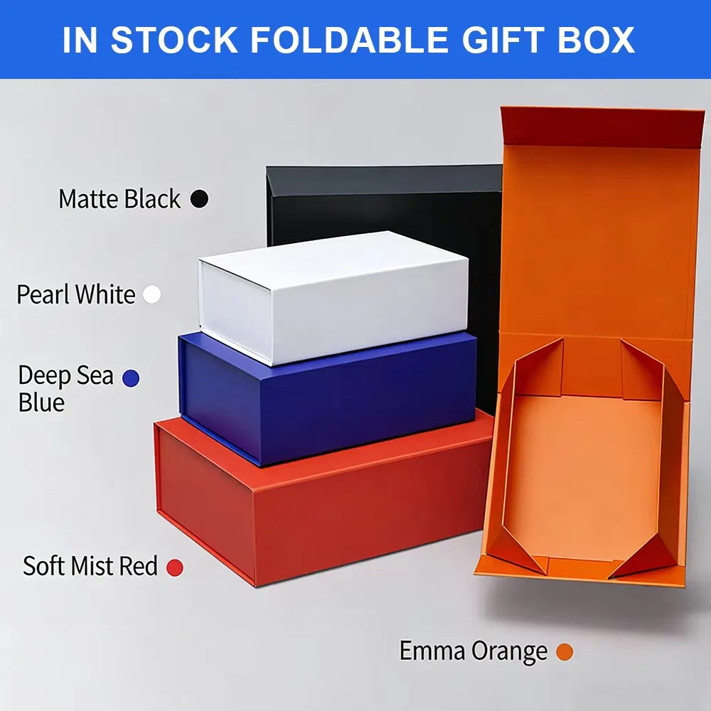 Caixa de embalagem de papel vazia dobrável magnética integrada personalizada, caixa de presente com flip, personalização em pequenas quantidades disponível