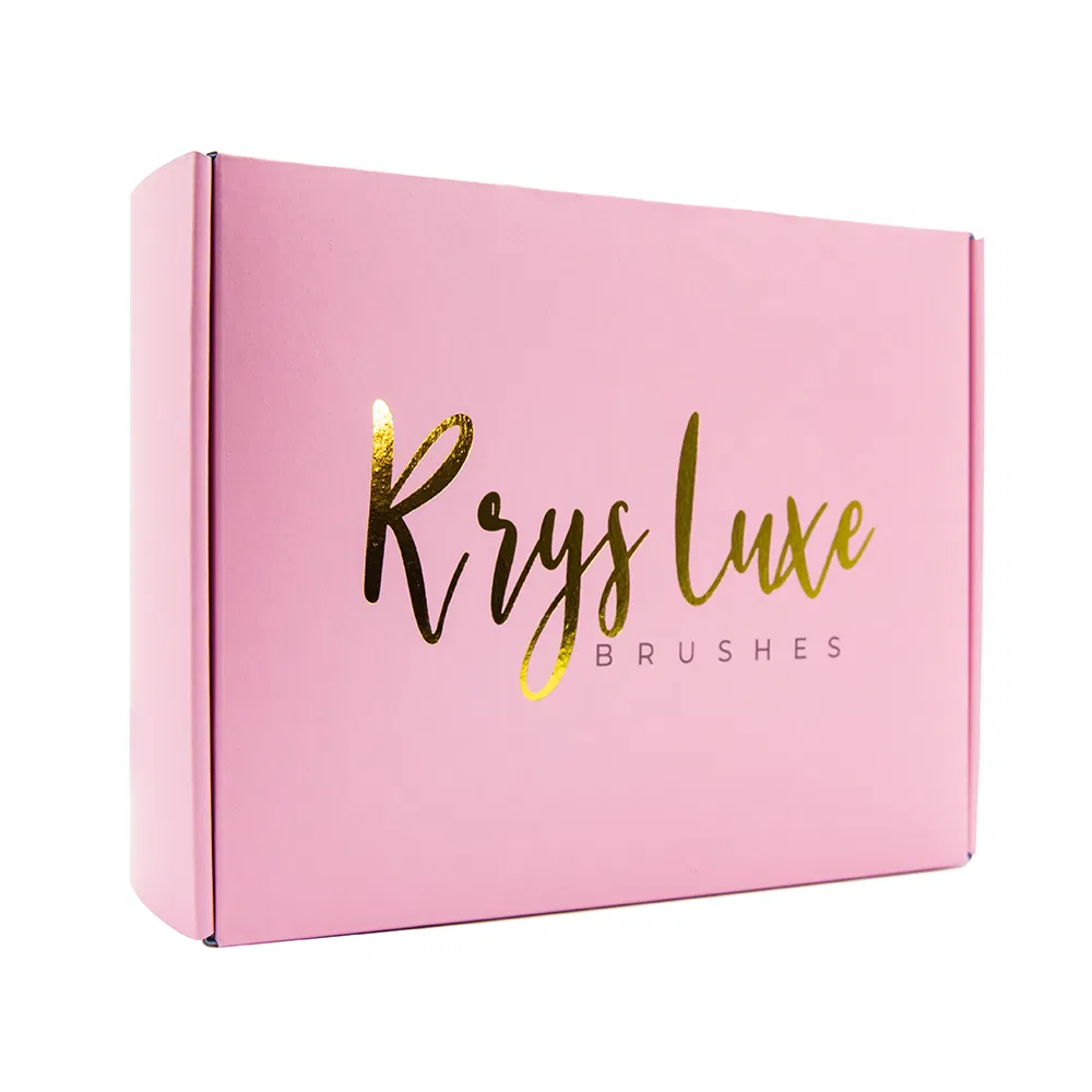 Caixa de Envio de Papelão Corrugado Rosa com Logotipo Personalizado