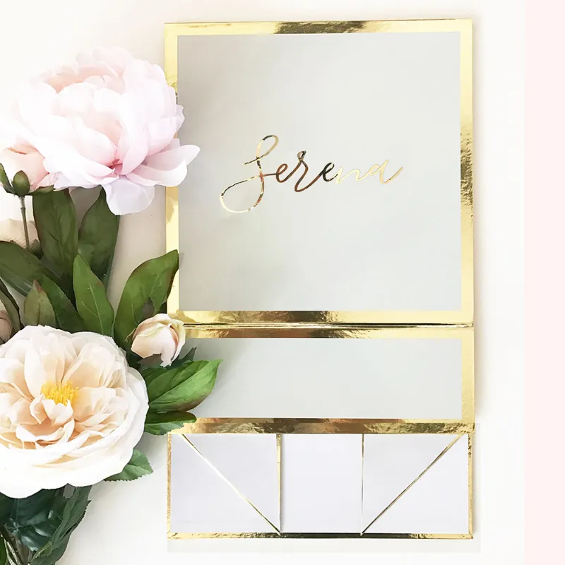 Caixa de presente de papelão rígido dobrável personalizada de luxo preta impressa, embalagem de perfume com fecho magnético