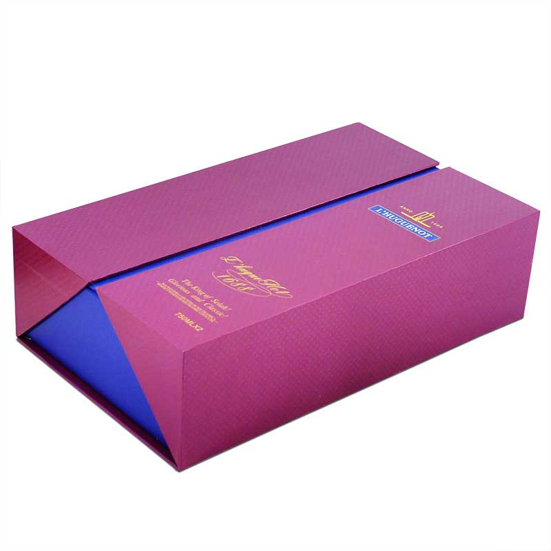 Caixa de presente de vinho dobrável magnética de papelão de luxo para uma única garrafa de vinho
