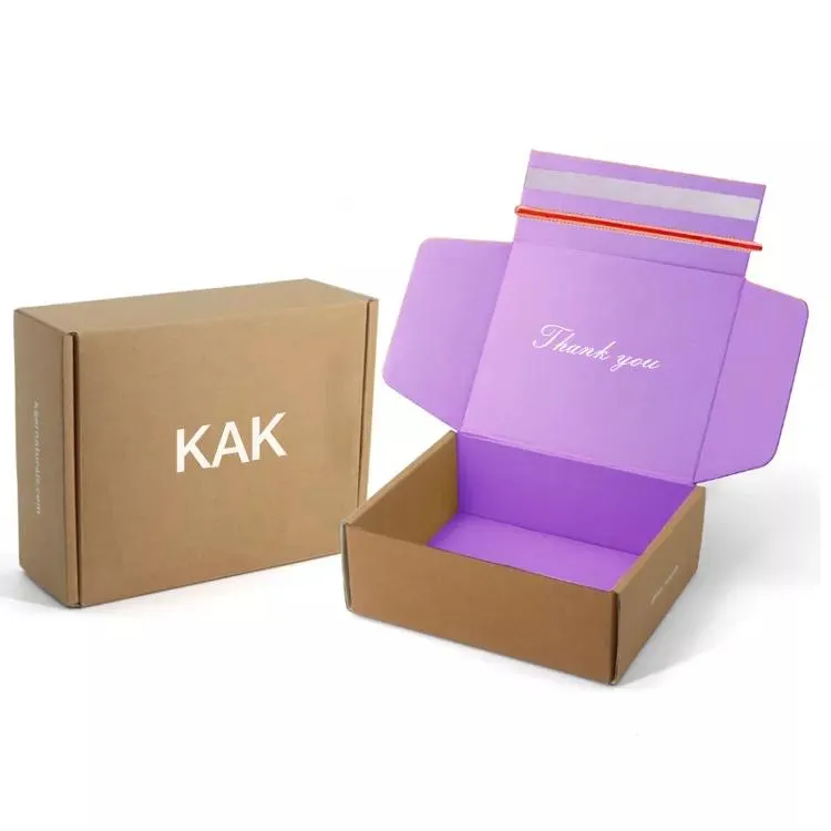 Caixa de Envio Kraft Tuck Top Gratuita para Embalagem de Roupas Caixa de Papelão Corrugado para Envio Postal Caixa de Envio com Zíper Fita Adesiva Fita de Rasgar