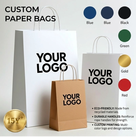 Sacos de papel de compras de presente boutique de vestuário com moldura preta personalizada Xianghui