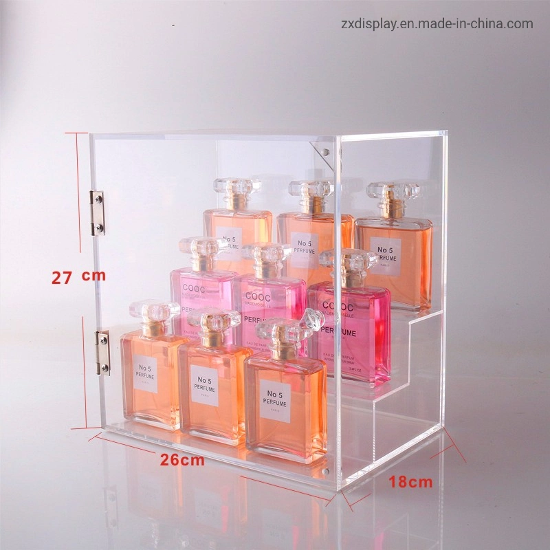 Expositor de Perfumes de Acrílico Transparente de Luxo com Porta