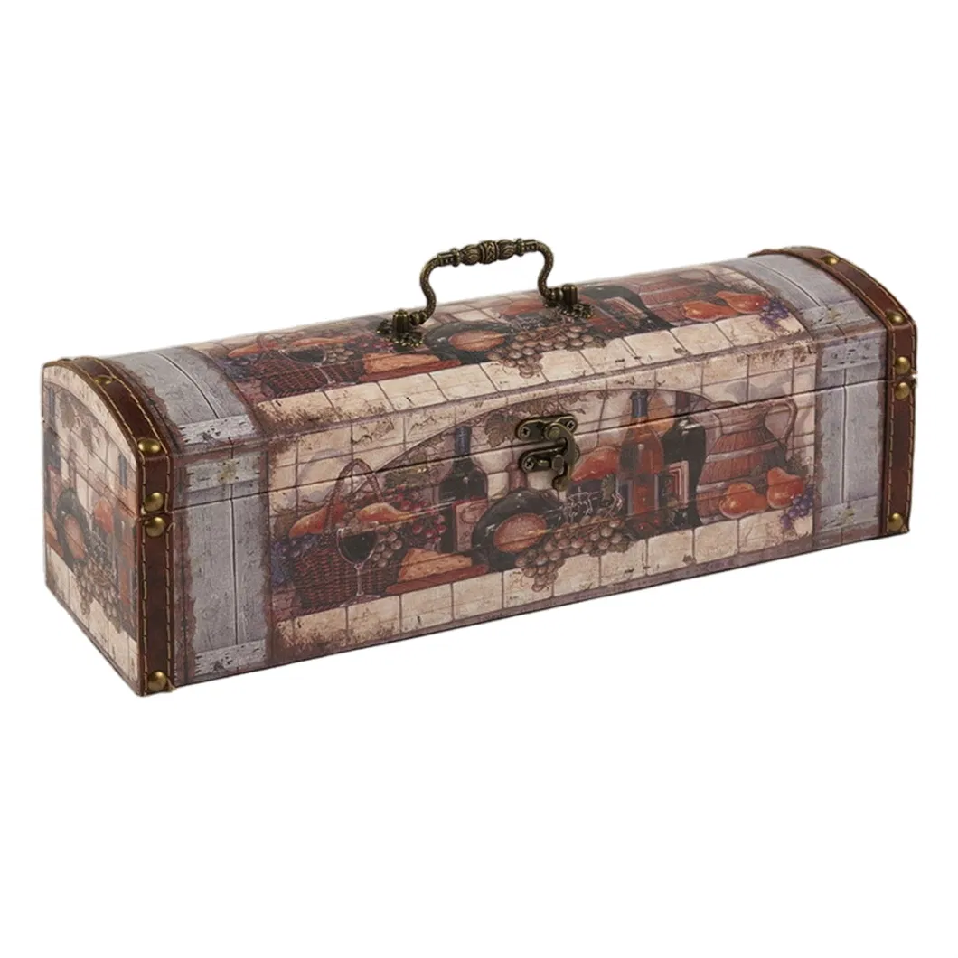 Caixa de Vinho Decorativa, Estojo de Madeira para Armazenamento de Uma Garrafa, Caixa de Presente para Embalagem de Presentes 11X11X36cm Sj17603
