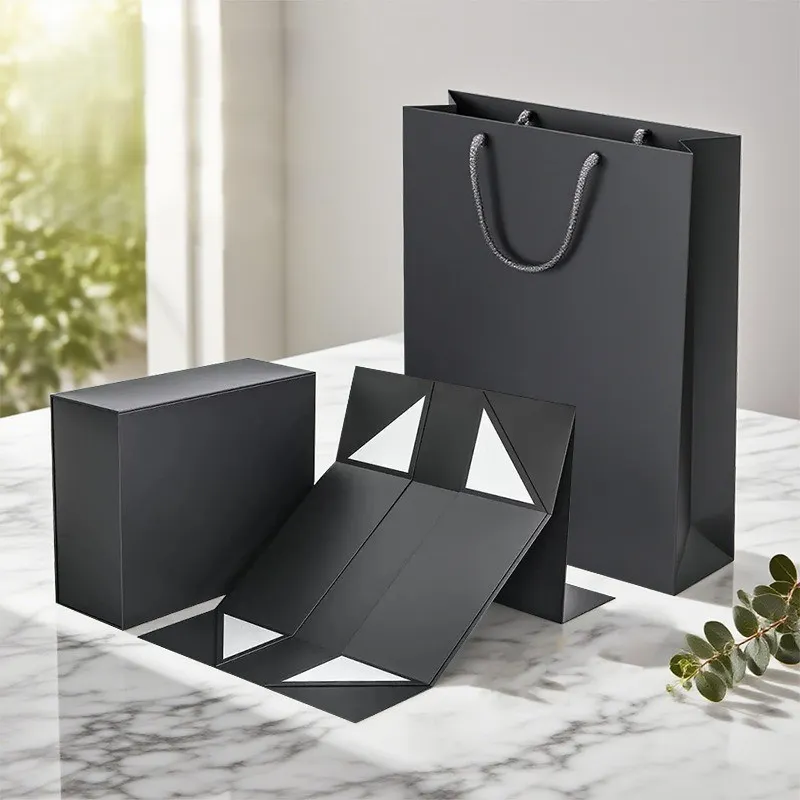 Caixa de presente dobrável em forma de livro flip de papel duro magnético de alta qualidade, personalizada, para impressão UV, ecológica e reciclável, com alça
