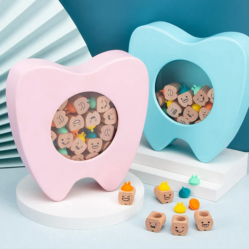 Caixa de Dente Infantil de Madeira Natural para Presente de Promoção de Aniversário