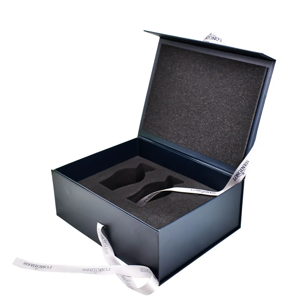Embalagem de Garrafa de Vinho Personalizada de Luxo em Papelão Rígido Premium Azul para Ecommerce Caixas de Presente Magnéticas