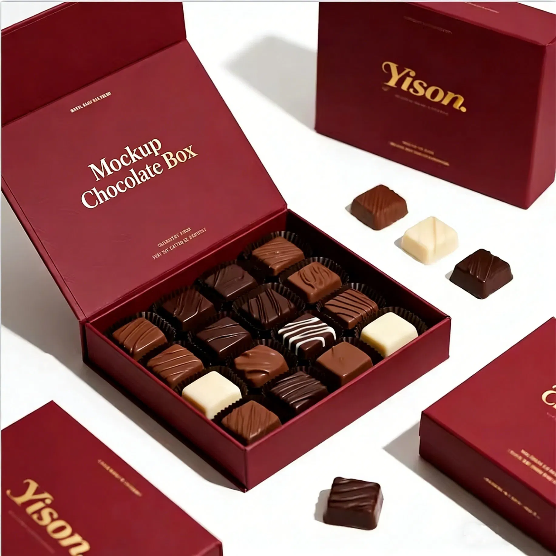 Caixa de Embalagem de Papel Personalizada de Luxo com Fechamento Magnético para Doces e Chocolates para Presentes de Dia dos Namorados e Natal