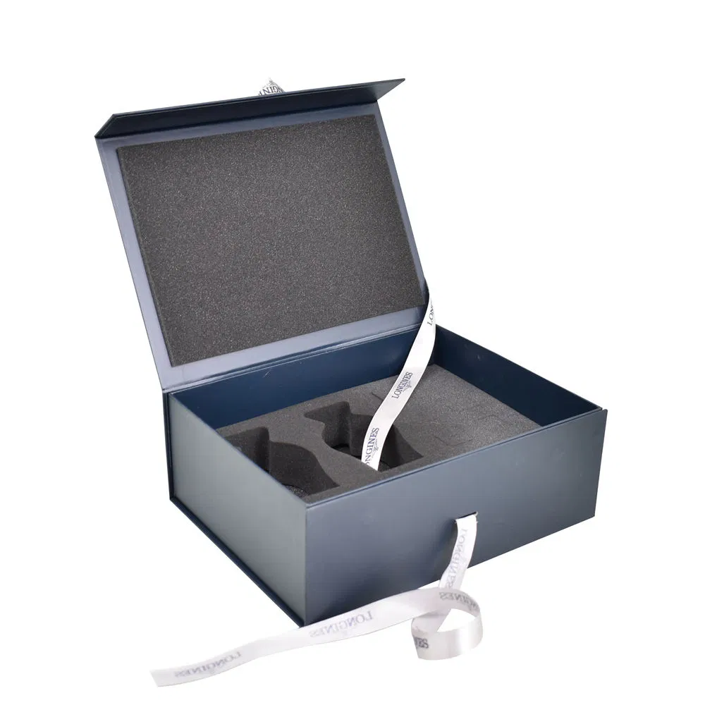 Embalagem de Garrafa de Vinho Personalizada de Luxo em Papelão Rígido Premium Azul para Ecommerce Caixas de Presente Magnéticas