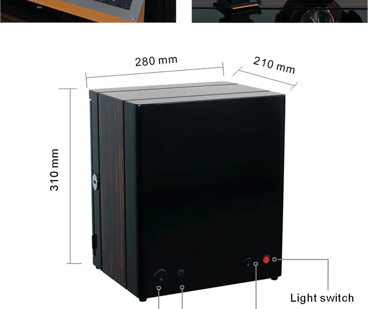 Caixa de Relógio Automática com Rotação para Armazenamento de Relógios em Madeira e Couro, Controle Móvel RGB por Atacado 4 Slots