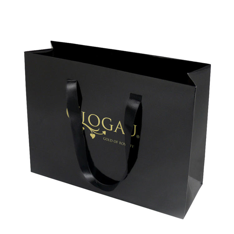 Bolsas de presente de papel de luxo personalizadas com elegante estampagem em foil dourado