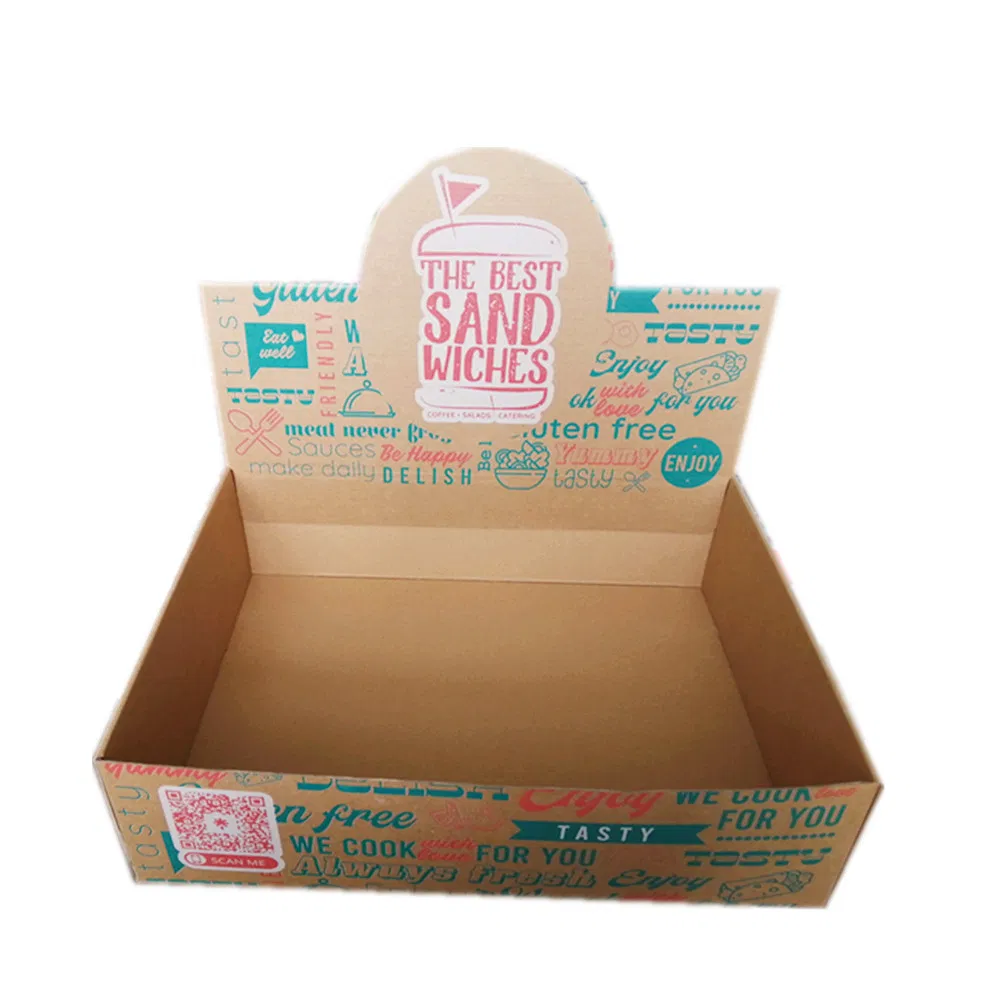 Embalagem de Alimentos Personalizada Expositor de Papelão para Balcão de Vendas Supermercado Expositor PDQ Caixa de Envio de Papel para Loja de Varejo