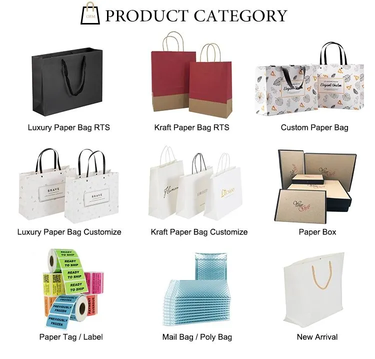 Bolsas de Papel de Luxo Boutique para Compras de Roupas, Embalagens de Papel Personalizadas para Loja de Roupas