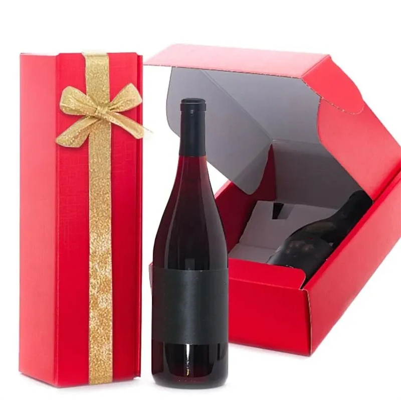 Caixa de presente dobrável de papelão corrugado impressa sob medida para vinho tinto, bebidas espirituosas, cerveja, bebidas, copos, garrafas, embalagem de envio, caixas de embalagem