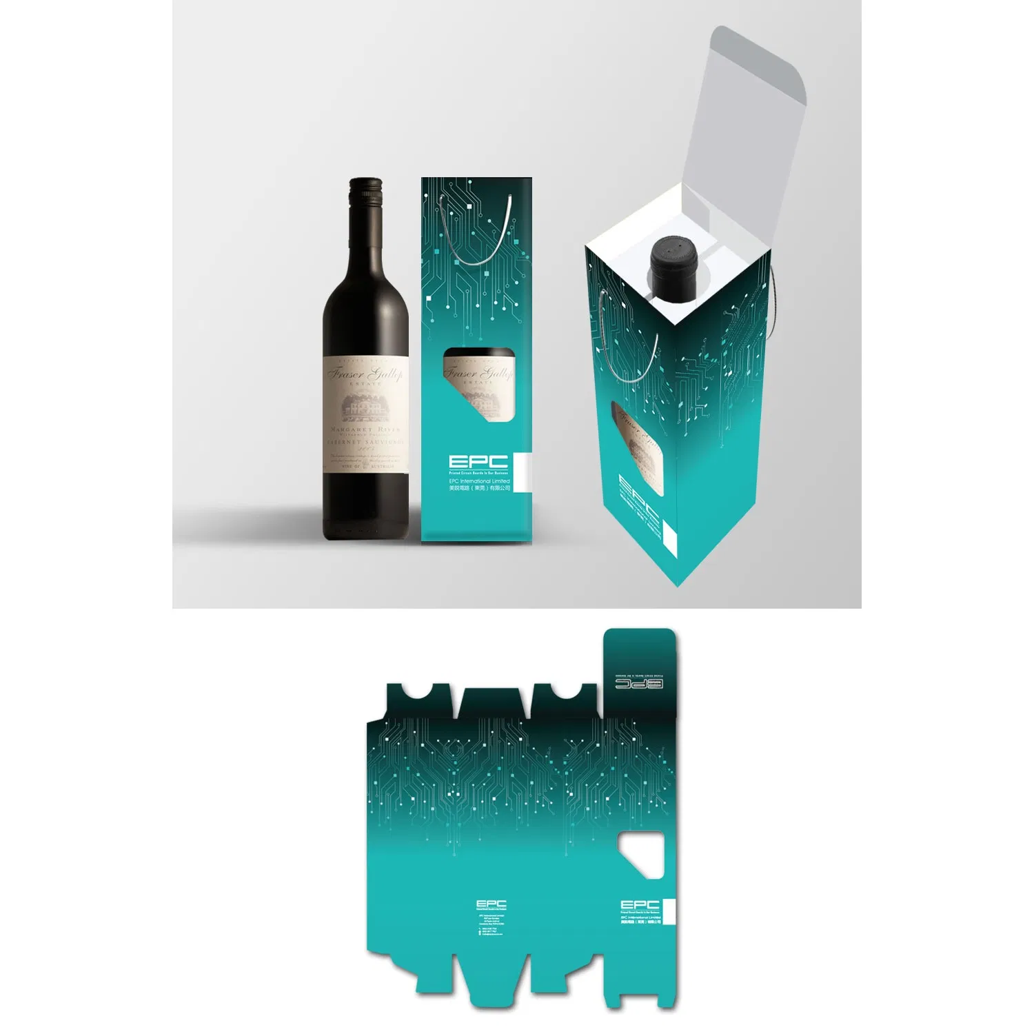 Caixa de embalagem de papelão para garrafa de vidro, proteção bem feita, conjunto de presente para vinho