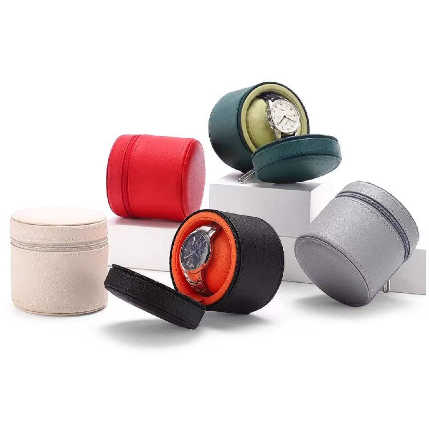 Caixa de Relógio de Couro PU com Zíper Premium com Design Personalizado para Armazenamento de Luxo Personalização de Fábrica: Tamanho, Material, Cor do Forro, Impressão de Logotipo Caixa de Joias