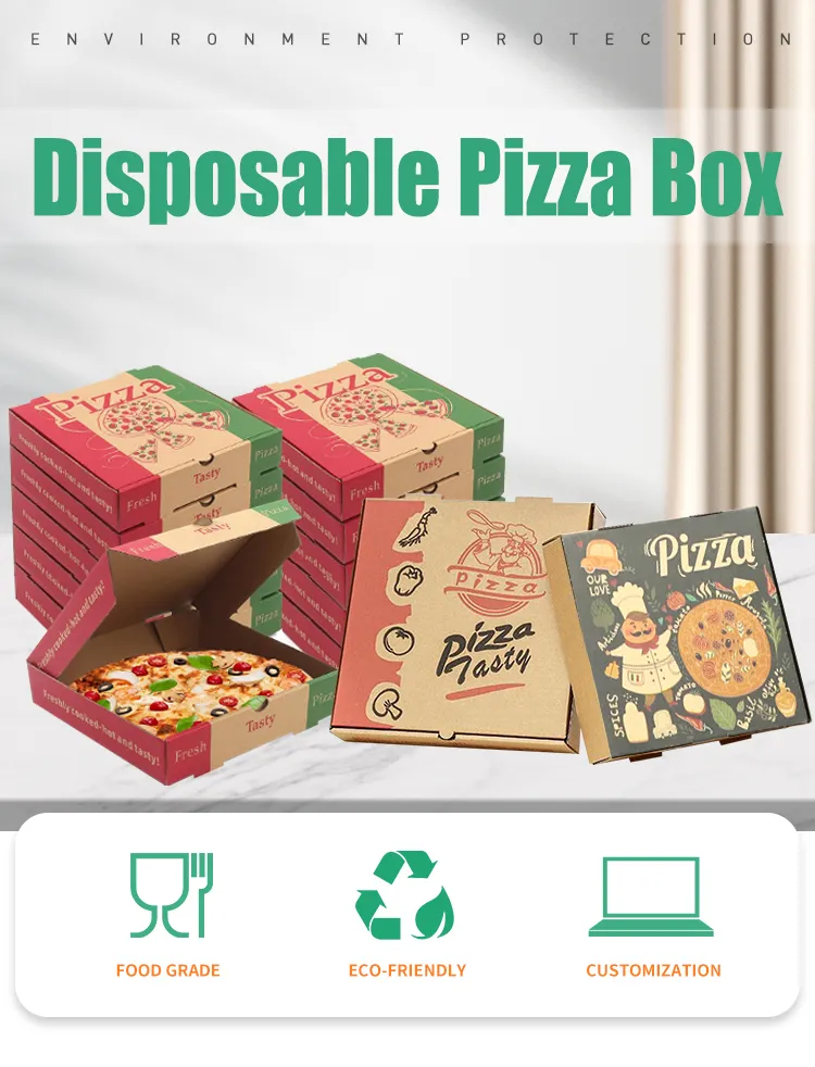 Caixas de Papelão Corrugado para Pizza Atacadista Kraft 12 Polegada Caixas de Pizza Personalizadas com Logo