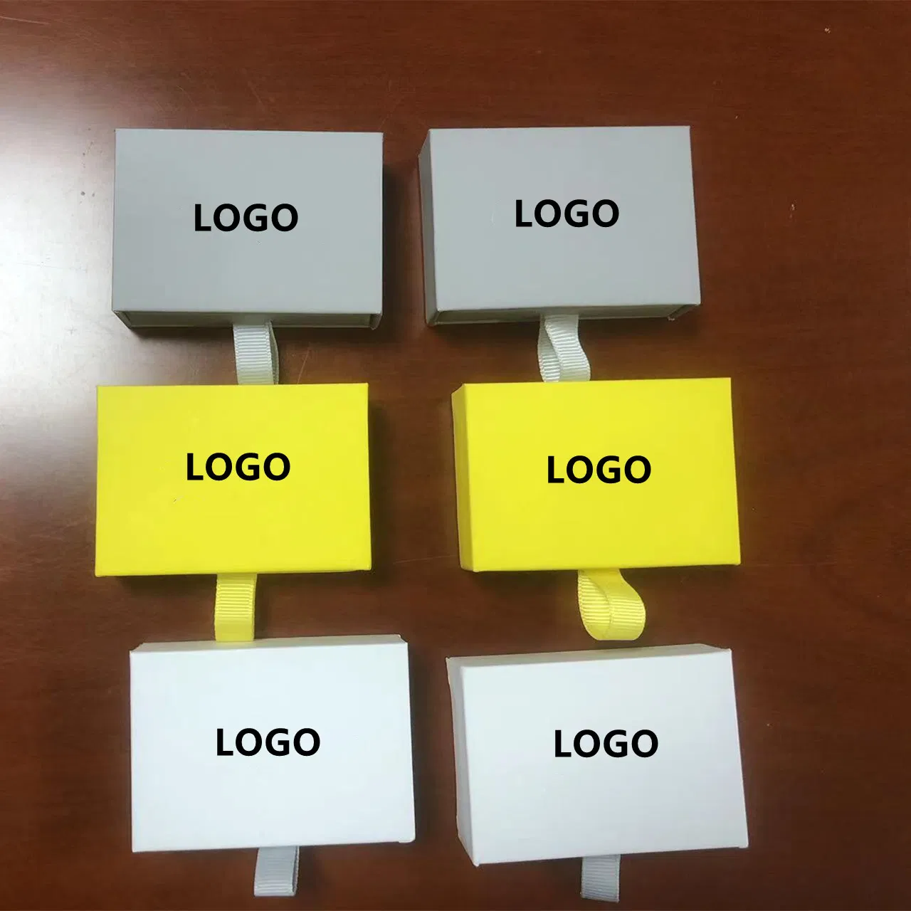 Caixa de Joias de Papel Personalizada para Armazenamento de Presentes em Miniatura, com Gaveta Deslizante para Colares, Pulseiras e Anéis